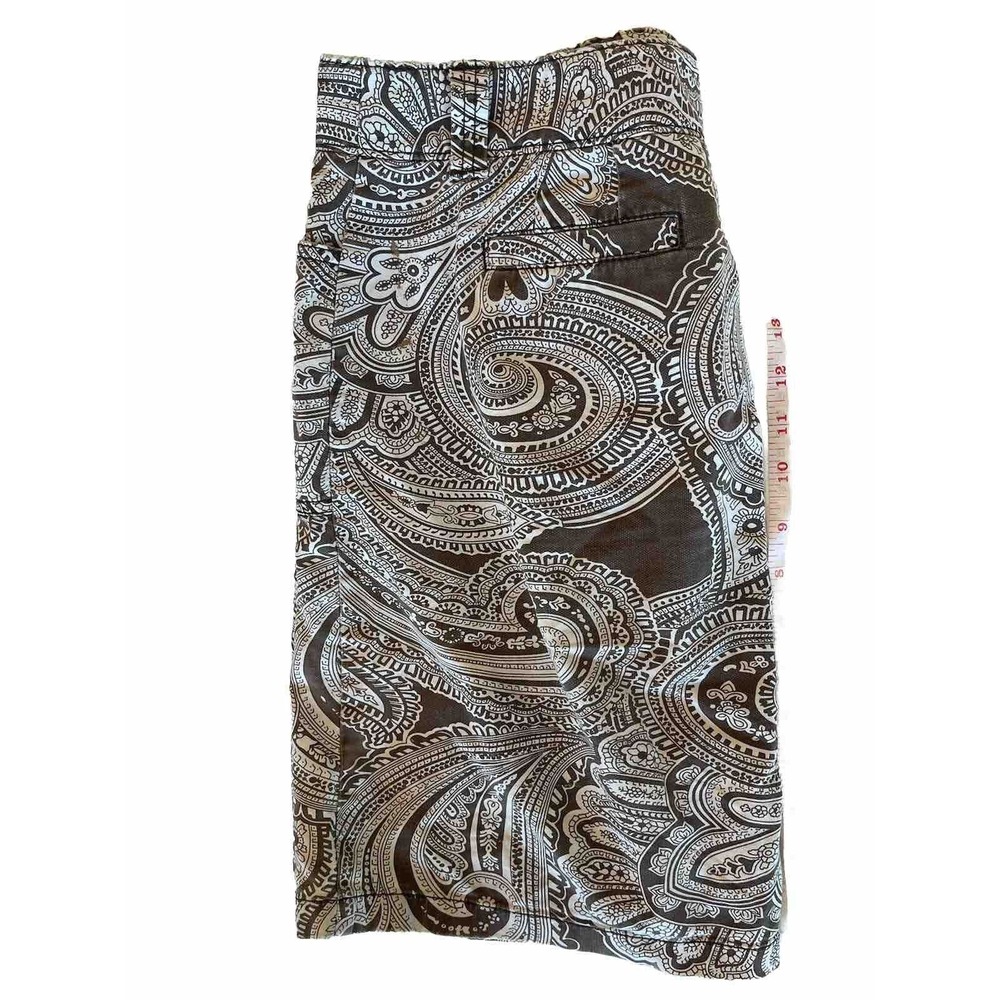 Ann Taylor LOFT Linen Blend Paisley Skirt Brown & Cream Zipper Size‎ 6